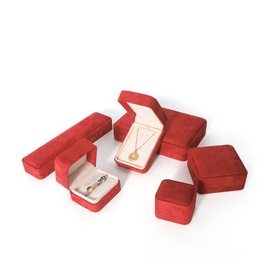 Kemasan Kotak Perhiasan Merah Premium Cetak 3D untuk Set Cincin Gelang Anting Kalung Besar