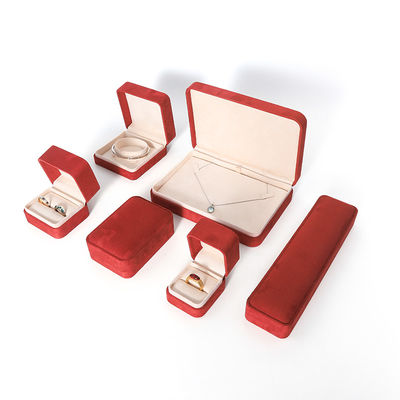 Kemasan Kotak Perhiasan Merah Premium Cetak 3D untuk Set Cincin Gelang Anting Kalung Besar