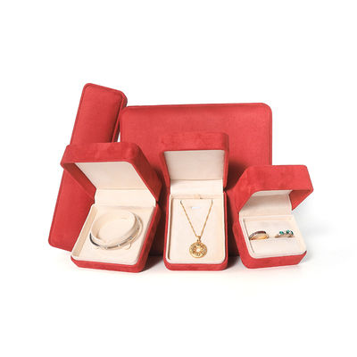 Kemasan Kotak Perhiasan Merah Premium Cetak 3D untuk Set Cincin Gelang Anting Kalung Besar