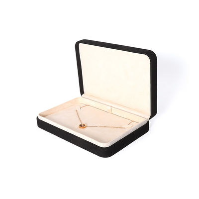 Hign End Big Jewelry Set Kalung Gelang Earrings Ring Packaging Handmade Square Velvet Black Jewelry Box Dengan Logo