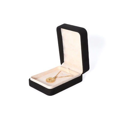 Hign End Big Jewelry Set Kalung Gelang Earrings Ring Packaging Handmade Square Velvet Black Jewelry Box Dengan Logo