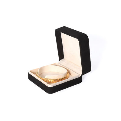 Hign End Big Jewelry Set Kalung Gelang Earrings Ring Packaging Handmade Square Velvet Black Jewelry Box Dengan Logo