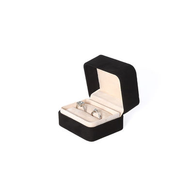 Hign End Big Jewelry Set Kalung Gelang Earrings Ring Packaging Handmade Square Velvet Black Jewelry Box Dengan Logo