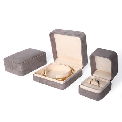 Kotak Kemasan Perhiasan Abu-abu Premium Kustom Ujung Tinggi Set Perhiasan Besar Kalung Gelang Anting Cincin Kemasan