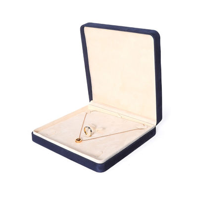Grosir Manufaktur China Kotak Kemasan Perhiasan Biru Premium Kustom Kotak Perhiasan Besar Kelas Atas Set Kalung Gelang Anting Cincin Kemasan Kotak Perhiasan Beludru Persegi Biru Buatan Tangan Dengan Logo