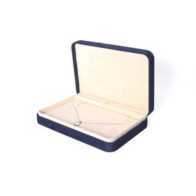 Grosir Manufaktur China Kotak Kemasan Perhiasan Biru Premium Kustom Kotak Perhiasan Besar Kelas Atas Set Kalung Gelang Anting Cincin Kemasan Kotak Perhiasan Beludru Persegi Biru Buatan Tangan Dengan Logo