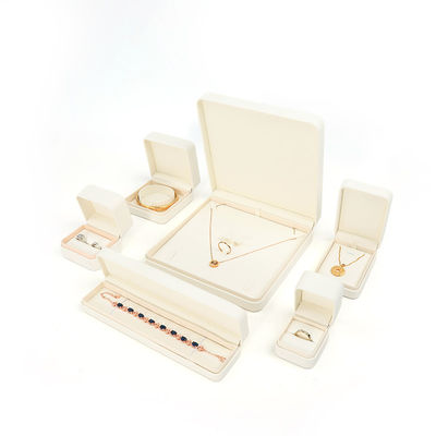 Handmade Square Putih Kulit Perhiasan Packaging Box Custom Mewah Perhiasan Besar Set Box Untuk Kalung Gelang Earrings Ring Packaging