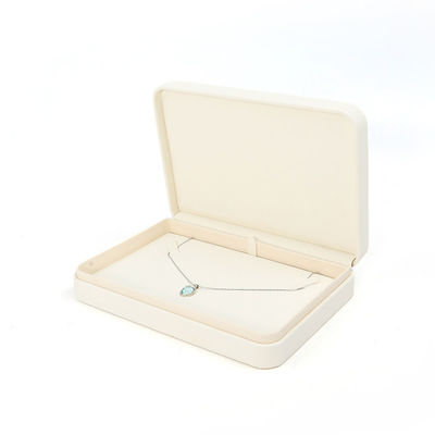 Handmade Square Putih Kulit Perhiasan Packaging Box Custom Mewah Perhiasan Besar Set Box Untuk Kalung Gelang Earrings Ring Packaging