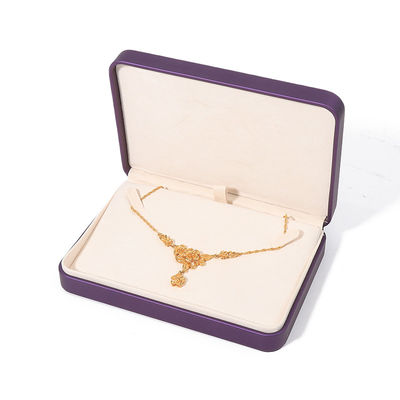 High Quality Perhiasan Packaging Box Custom Luxury Big Jewelry Set Box Kalung Gelang Earrings Ring Packaging Handmade Square Ungu Kulit Perhiasan Box Dengan Logo