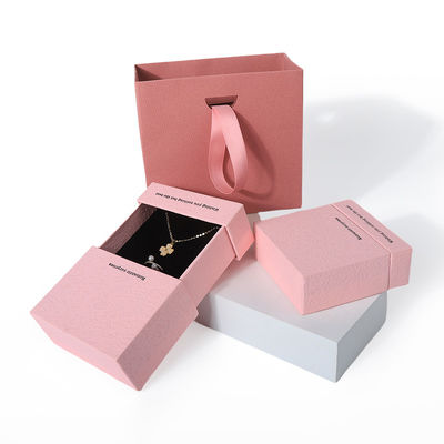 China manufaktur grosir kualitas tinggi Kalung Earring Gelang kotak cincin Perhiasan kemasan Pribadi Custom Eco Friendly Karton Kertas pink Laci Perhiasan Kotak dengan logo