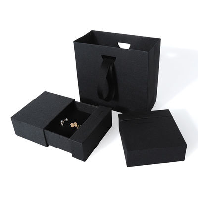 China manufaktur grosir kualitas tinggi Kalung Earring gelang kotak cincin Perhiasan kemasan Pribadi Custom Eco Friendly Kardus Kertas hitam Laci Perhiasan Kotak dengan logo
