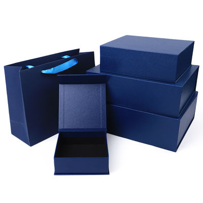 Grosir manufaktur kualitas tinggi Kotak hadiah magnetik Kemasan Logo khusus mewah Eco Friendly Kardus Kertas biru Kotak Perhiasan Magnetik