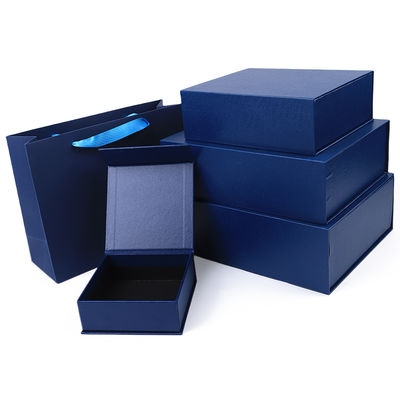 Grosir manufaktur kualitas tinggi Kotak hadiah magnetik Kemasan Logo khusus mewah Eco Friendly Kardus Kertas biru Kotak Perhiasan Magnetik