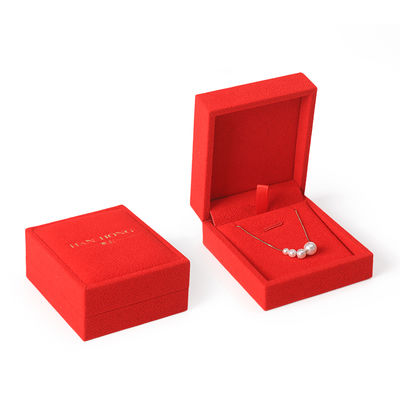 kotak perhiasan merah persegi beludru mewah untuk gelang kalung bungkus cincin