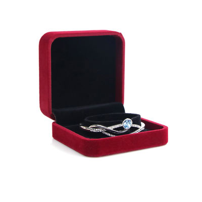OEM ODM high-end beludru Perhiasan Box mewah logo disesuaikan Red Velvet Perhiasan Box