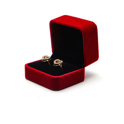 OEM ODM high-end beludru Perhiasan Box mewah logo disesuaikan Red Velvet Perhiasan Box