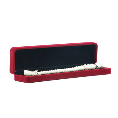OEM ODM high-end beludru Perhiasan Box mewah logo disesuaikan Red Velvet Perhiasan Box