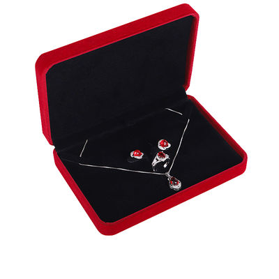 OEM ODM high-end beludru Perhiasan Box mewah logo disesuaikan Red Velvet Perhiasan Box