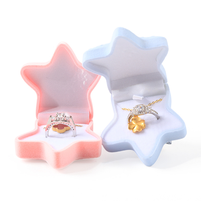personalized hign quality flip starfish velvet ring box jewelry packaging