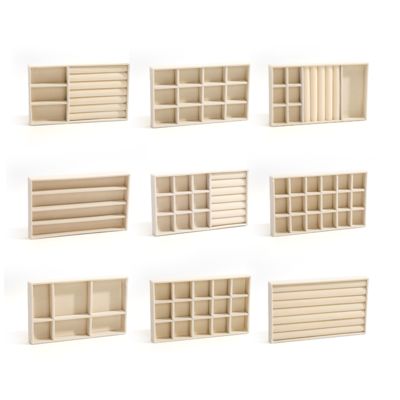 Customisable Luxury beige Velvet Perhiasan Trays OEM Perhiasan Trays tampilan untuk cincin gelang Kalung