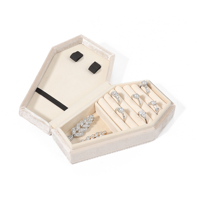 Custom Organizer Storage white velvet Perhiasan Box Travel OEM Perhiasan Natal kotak hadiah