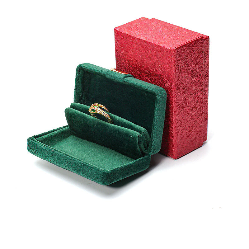 Velvet Hanhong Custom Logo Luxury Green Jewelry Box untuk Earrings Gelang Kalung Cincin