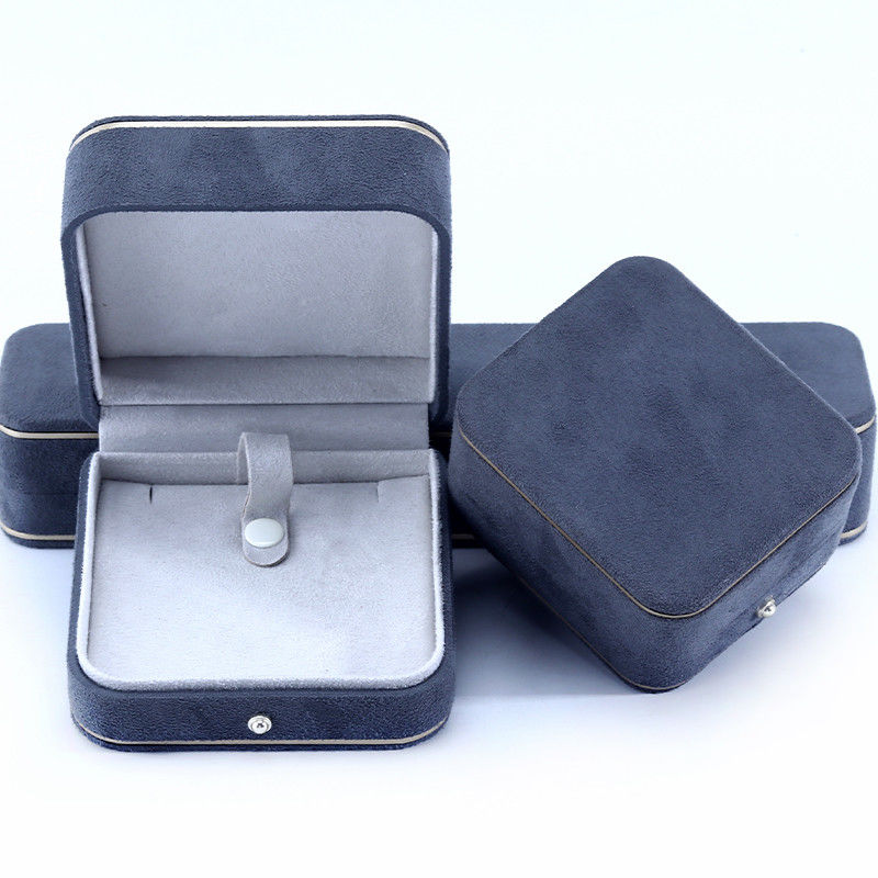 Kotak Perhiasan Velvet Gray Terbaru untuk Gelang Kalung Cincin Custom Logo Hanhong 2023