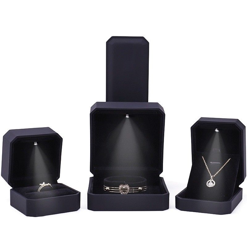 Baru Logo Custom LED Perhiasan Display Box untuk Cincin Kalung Gelang dan Earrings