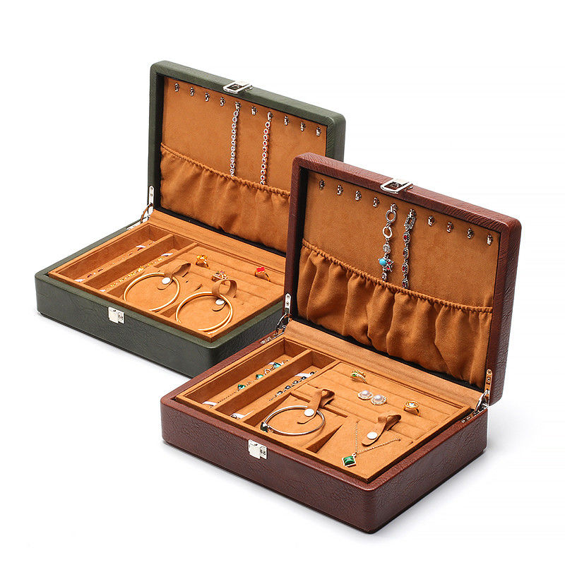 Portable Space Luas Fux Perhiasan Kulit Mewah Buckle Organizer untuk perjalanan