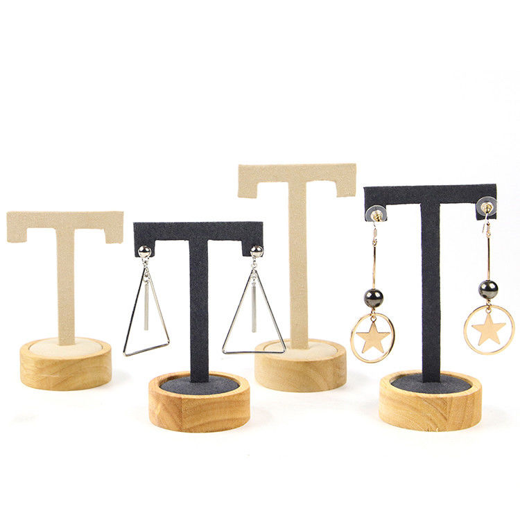 T Bentuk Cover Kulit Telinga Drop Display Stand Untuk Perhiasan Mewah Pameran Show