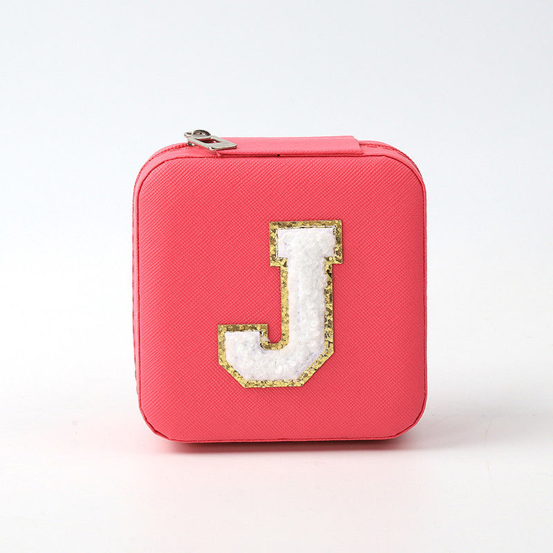 Perhiasan Mewah Kotak Penyimpanan Hadiah Custom Portable Kulit Kecil Mawar Merah Perhiasan Organizer Travel Case