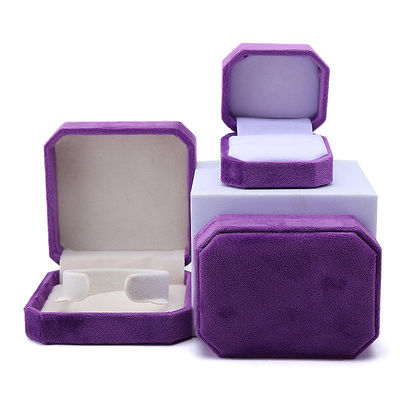 Paket Perhiasan Custom Octagonal Bentuk Ungu Flannelette Box untuk Kalung Gelang Cincin
