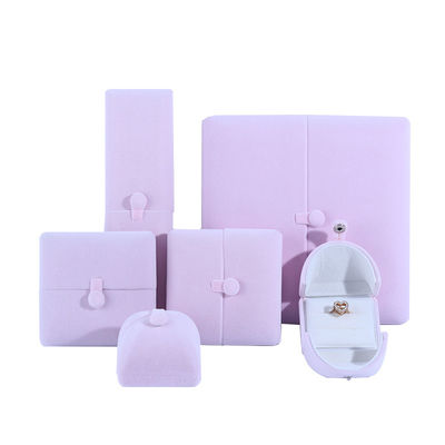 Velvet Hanhong Custom Logo Perhiasan Kemasan Kotak untuk Gelang Earrings Mewah di Pink