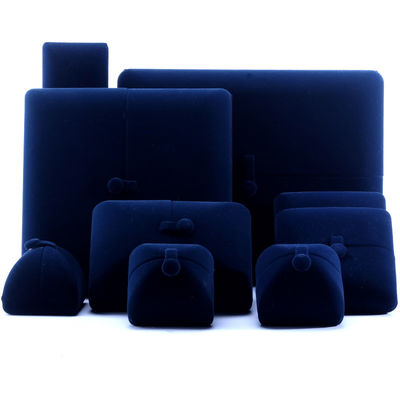 Kotak Perhiasan Velvet Biru untuk Cincin Kalung Hanhong Custom Logo Luxury Gift Packaging Box