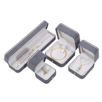 Hot Stamping Logo Hanhong Gray Custom Jewelry Box untuk Kalung Gelang Earrings