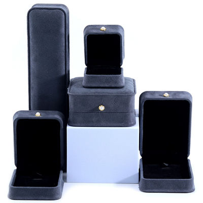 Handmade Gray Velvet Jewelry Box untuk Custom Luxury Bracelet Earrings Kalung Pearl Lock