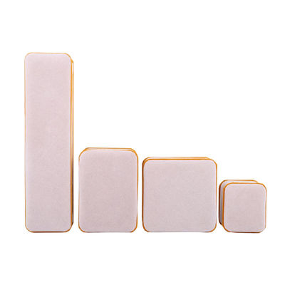 Custom Apricot Color Velvet Jewelry Packaging Box untuk lapisan ganda dan 6*5.5*5cm Size