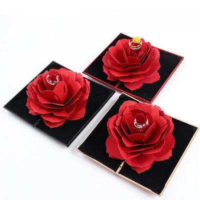 OEM Black Safflower Perhiasan Kemasan Kasus Bunga Rose Box Hadiah Untuk Perhiasan