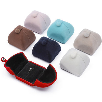 Multi Color Velvet Kalung Dan Earring Box Clamshell Bentuk Perhiasan Case Packaging