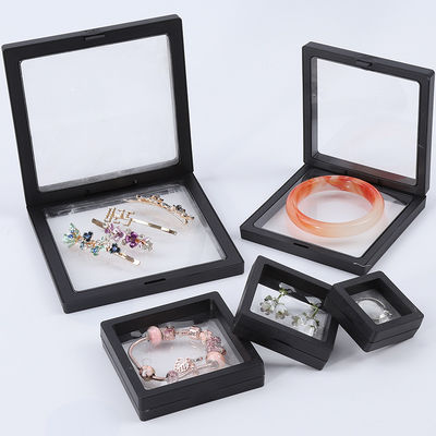 Black Luxury Jewelry Display Cases Kotak Pelindung Plastik Dengan Film PE Untuk Perhiasan