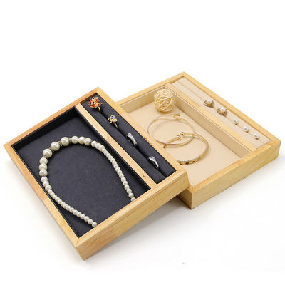 Solid Wooden Multi-Function Perhiasan Display Holder Tray untuk Ring Pendant Ear Stud