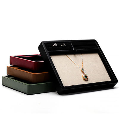 Multi-Compartments PU Kulit Perhiasan Display Plate untuk Ring Pendant Ear Studs