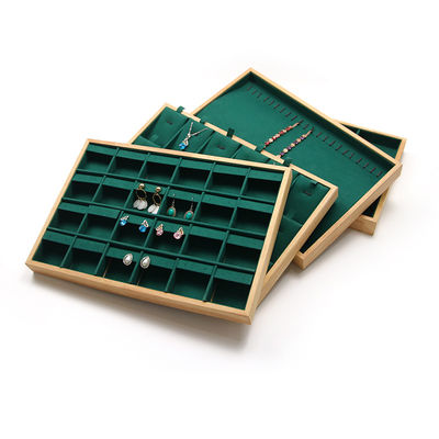 Display Plate Perhiasan Kayu Custom Multiple Compartments untuk Ring Ear Studs Pendant