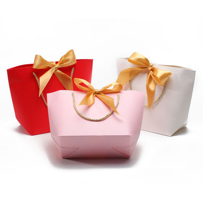 Compact cantik kardus kertas hadiah Tote Tas Bowknot Ornamen untuk ulang tahun