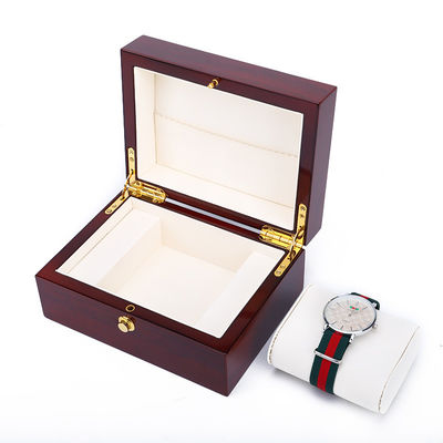 OEM Dustproof Kayu Luxury Jam Tangan Storage Box Dengan Penutupan Tombol Tekan