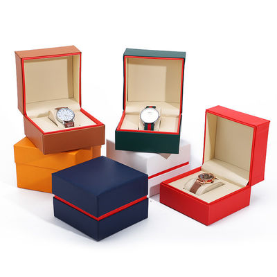Soft Handy Stylish PU Kulit Jam Tangan Kemasan Kotak Red Edge Storage Case untuk Hadiah