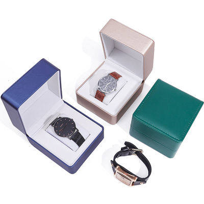Sikat Biji halus Kulit palsu Jam tangan Storage Box buatan tangan Chic Luxury Packaging untuk Pria