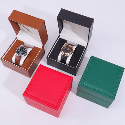 Kotak penyimpanan jam tangan kulit PU high-end dengan interior kayu untuk kemasan mewah