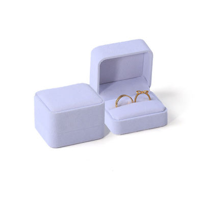 Unique Dual Ring Box Custom Velvet White Jewelry Engagement Ring Box Pengemasan