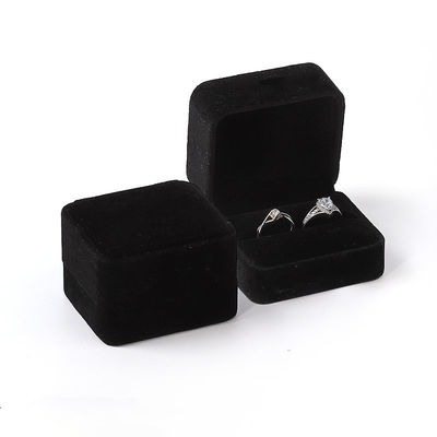 Custom Custom Black Velvet Wedding Ring Box Double Ramah Lingkungan